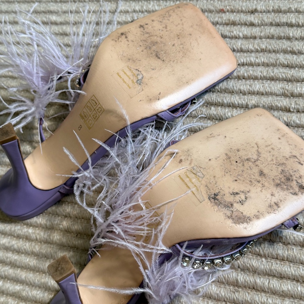 FINAL SALE - REVOLVE song of style Purple Feathered Sandals with Rhinestones - Picture 8 of 8